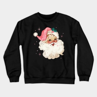 Retro Santa Claus Mid Century Modern Cute Pink Santa Sparkles Crewneck Sweatshirt